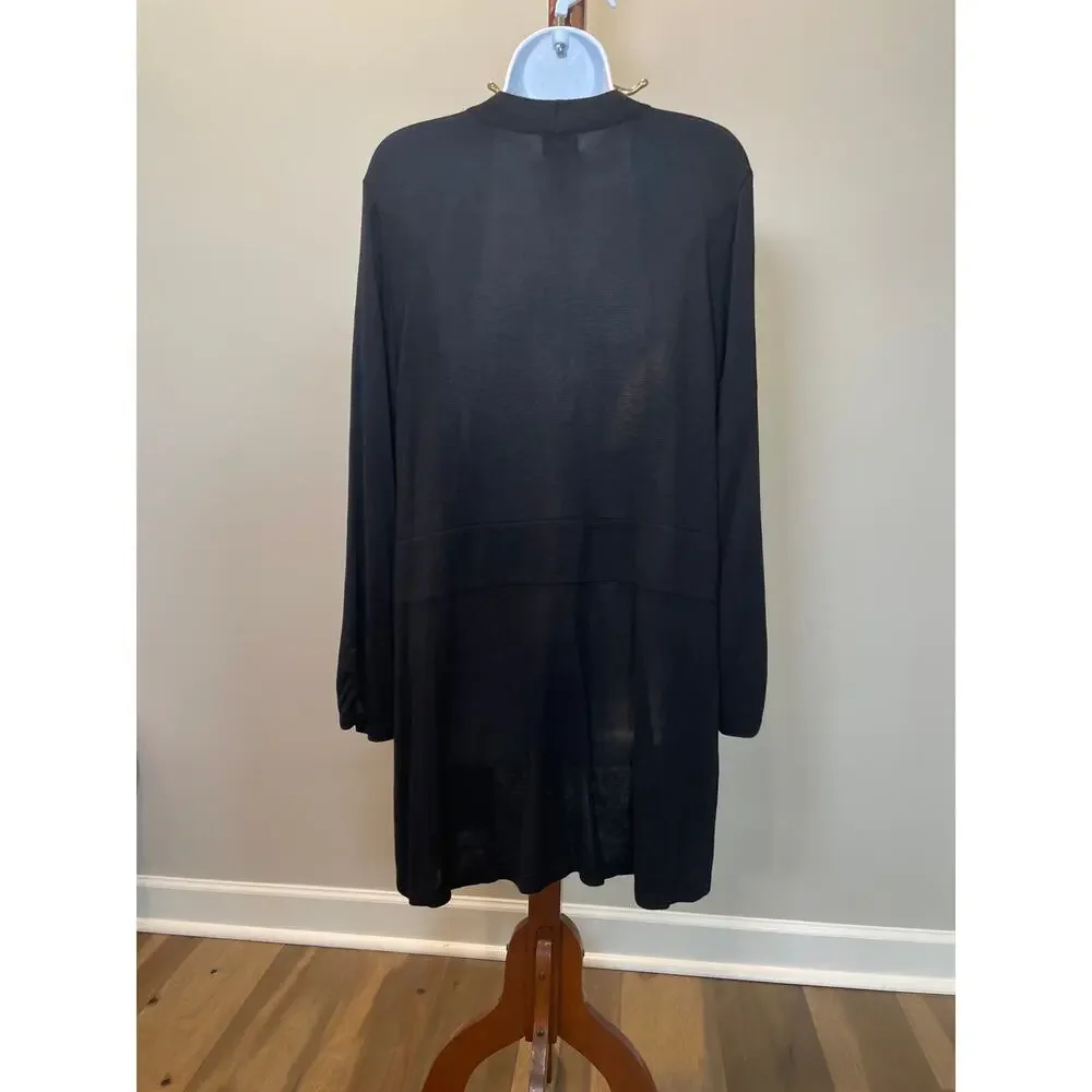 Chico’s Black Wrap Cardigan Size 3 (XL) Lightweight Soft Drape Open Front